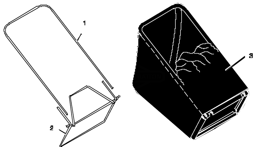 Bag Assembly Diagram and Parts List for 20605X8B 1997 Briggs and Stratton Lawn Mower